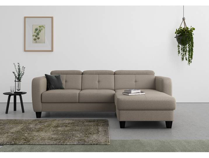 Ecksofa, Luxus-Microfaser, Braun (Savannah) 247×170 cm, Recamiere Rechts, Federkern, sit&more