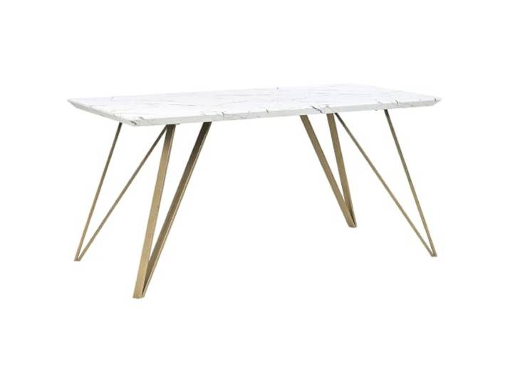 Beliani Esstisch Weiß Marmor Optik 150 x 80 cm mit Metallgestell Gold Glamour Molden