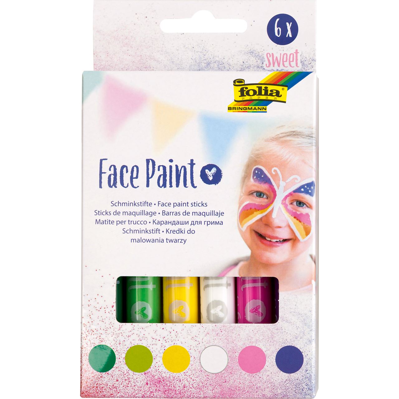 folia 6 Sweet Kinderschmink-Set farbsortiert