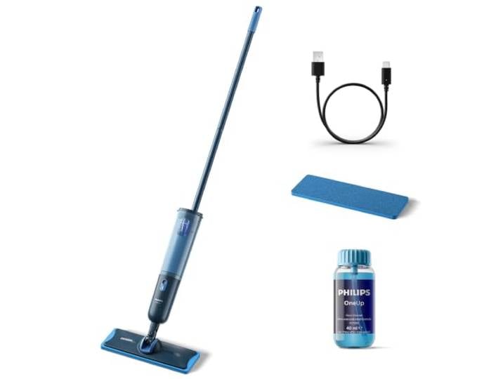 Philips OneUp 3000 Series Serpillère électrique – 2 sols Plus Propres²\, 2 Fois Plus Rapides\, sans Fil\, avec Pivot à 360°\, tampons réutilisables lavables\, Batterie Longue durée (XV3101/01)