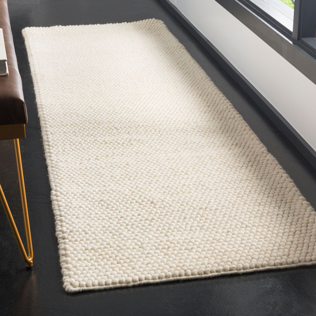 17 Stories Natura Solid Color Area Rug In Ivory Ivory Runner 61 x 183 cm