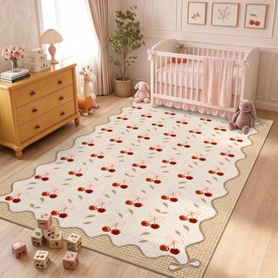 Garvee Scalloped Border Cherry Bow Area Rug