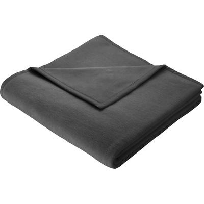 Wohndecke BIEDERLACK "Cotton Home, Kuscheldecke", grau (anthrazit), B:150cm L:220cm, Baumwolle, Polyacryl, Wohndecken, Wohndecke, im Uni Design, Kuscheldecke