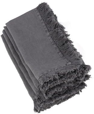 Saro Lifestyle Rustic Linen Napkins With Large Fringe Edges (Set of 4)