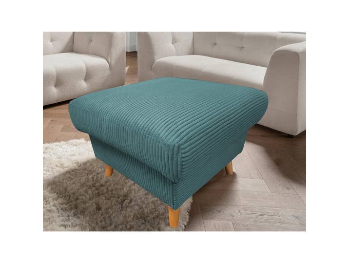 P & B Hocker Valentina, Petrol, Holz, Buche, Uni, rechteckig, 61x43x61 cm, erweiterbar (Typenauswahl), Stoff-/Lederauswahl, Wohnzimmer, Hocker, Sitzhocker