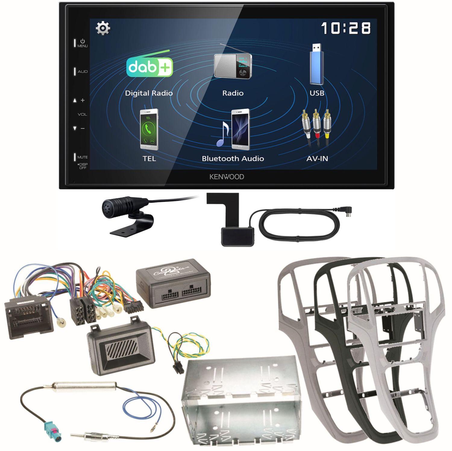 Kenwood DMX129DAB DAB+ Bluetooth USB Einbauset für Opel Astra J
