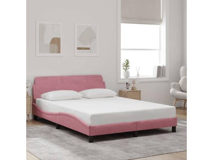 Samt weich stützend Schlafzimmer Chesterfield Kopfteil Rosa 140x200 cm Bettgestell mit Kopfteil Dover Rosa 140x200 cm Samt Polsterbett mit Lattenrost Stabil Kiefernholz Modern