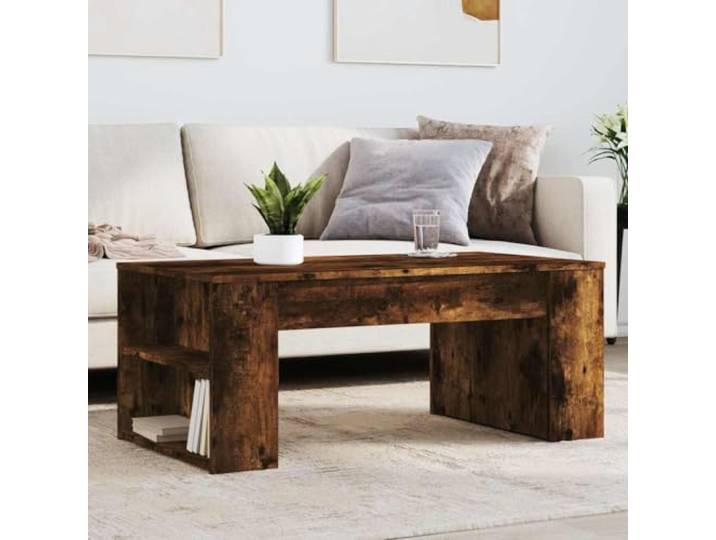 ZXQVLMRS Couchtisch, Wohnzimmertisch aus Holzwerkstoff, 102x55x42 cm Moderne Räuchereiche-Optik, Stabiler Stauraum, Kratzfeste Oberfläche