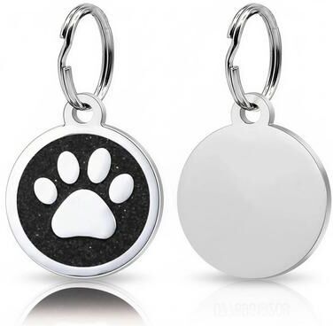 Uplift Treasures Personalized Glitter Paw Pet ID Tag black Tag 1pc