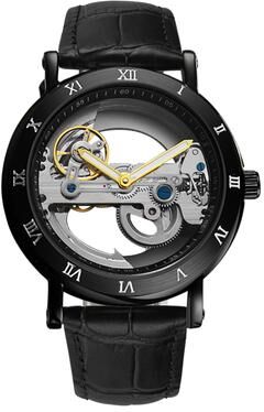 Youfap Market Automatic Mechanical Mens Watch, Mechanical Wristwatches Watches For Man, Watches Golden Bridge Skeleton black