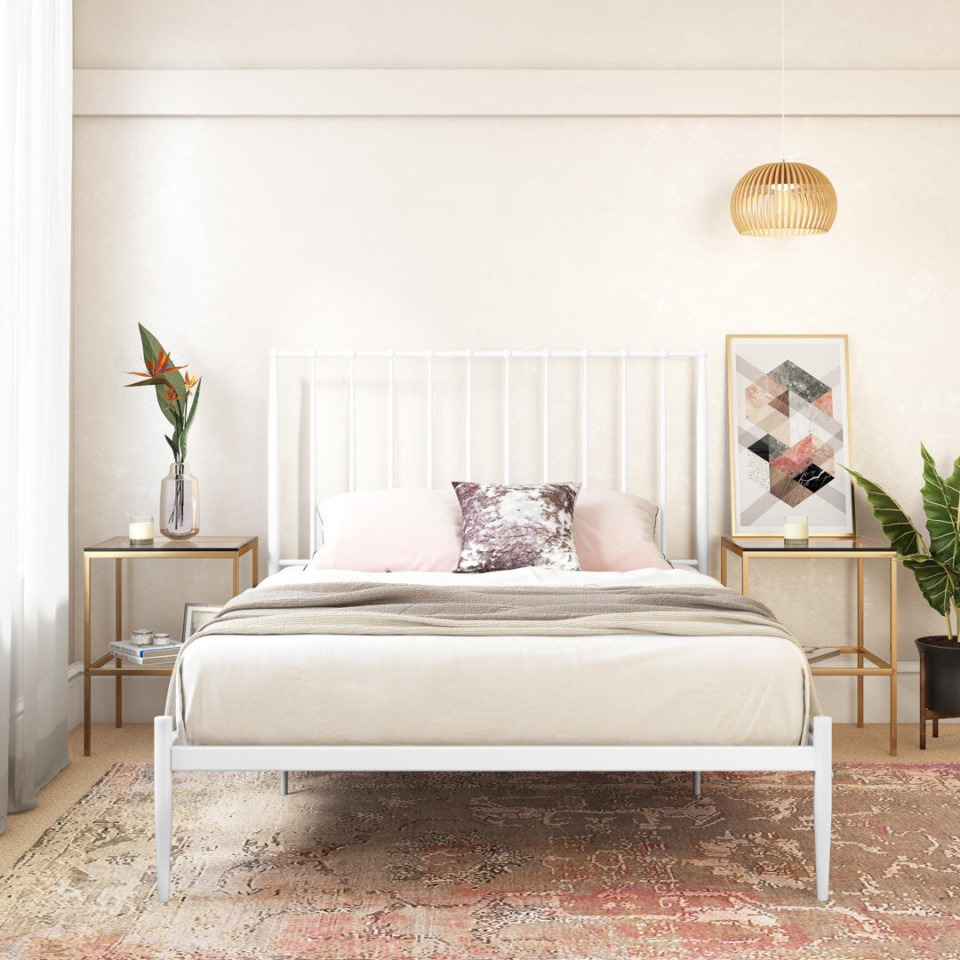 Hashtag Home Wolak Bed White Double (4'6)