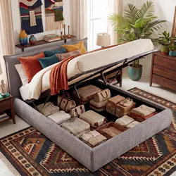 CLP Bett Mirka 160x200 cm Stoff   Farbe: grau