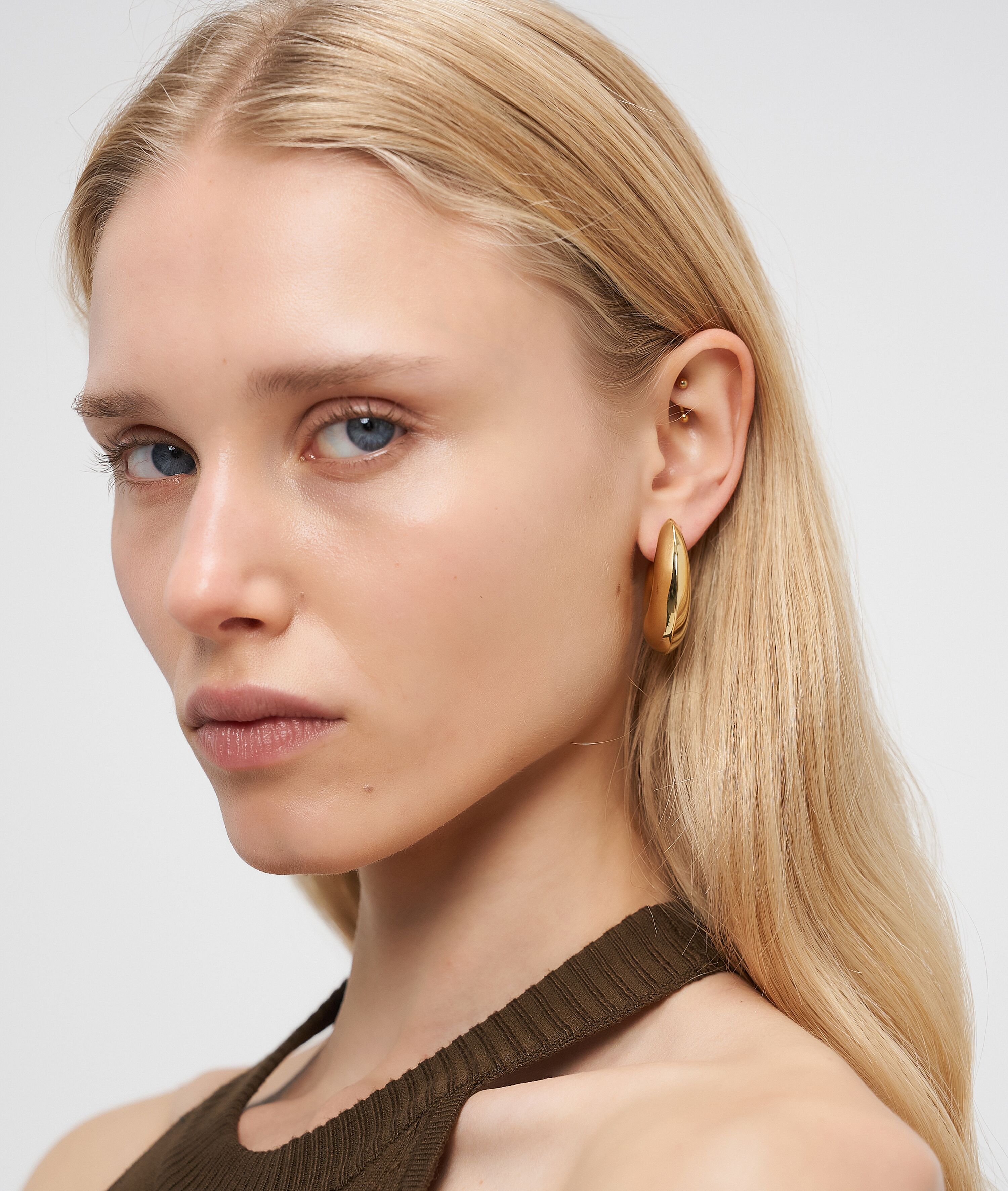 Paar Creolen LIEBESKIND BERLIN "Schmuck Geschenk Edelstahl Ohrringe Organics", gold (gelbgoldfarben), Ohrringe, Damen, Edelstahl, Paar Creolen