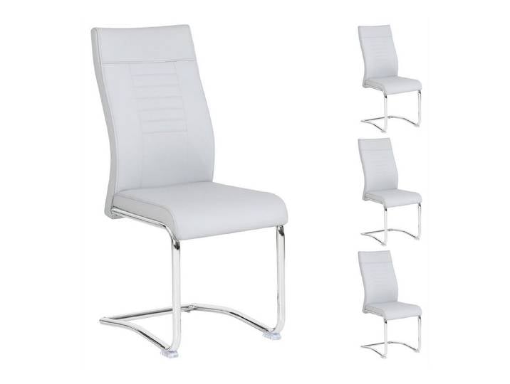 CARO-Möbel Esszimmerstuhl LOANO (4 St), Küchenstuhl Schwingstuhl 4er Set, Metallgestell und Kunstleder grau