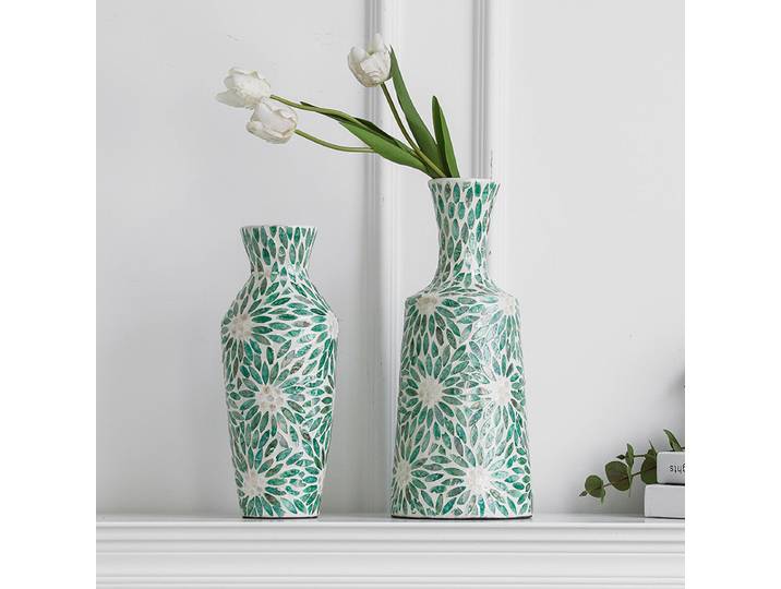 Vase en céramique nordique français, coquillage dessiné à la main, Vase à fleurs, salon, salle à manger, décoration de bureau, ornements, accessoires pour la maison