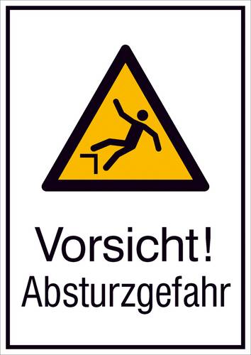 Warn-Kombischild Vorsicht! Absturzgefahr Folie selbstklebend (B x H) 131mm x 185mm ISO 7010 1St.