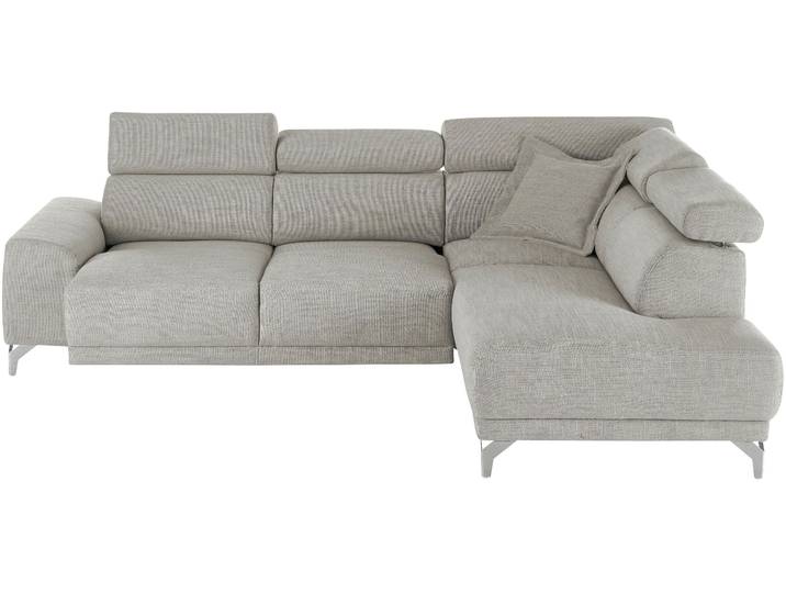 Ecksofa 3C CANDY Greve Sofa immer mit manuelle Kopfteilverstellungen, modern, elegant , silber, B:249cm H:79cm T:209cm, 100% Leder, Sofas, Ecksofa, wahlweise motorischer Sitzvorzug, bequem und zeitlos, L-Form