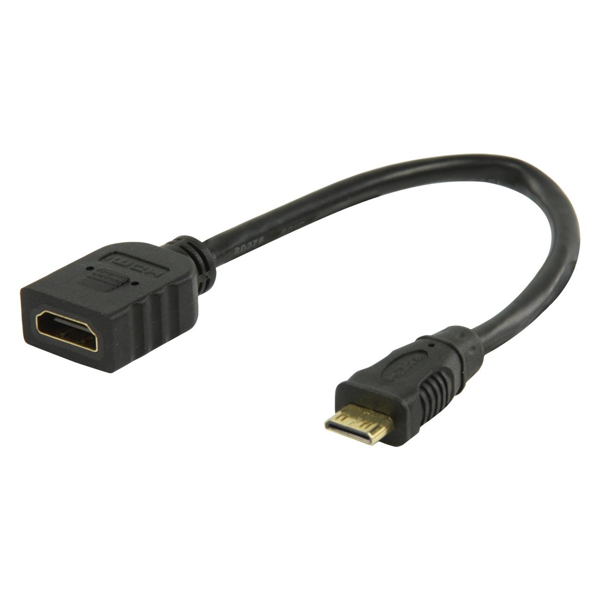 Valueline redukce HDMI - mini HDMI černá / Redukce / pozlacené konektory / 4K / 3D / 20 cm (0.20 m) (VGVP34590B02)