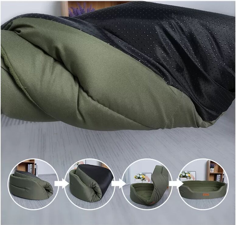 INF Lit pour chien en peluche avec tapis pour animaux de compagnie Vert M