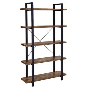 Vasagle Bücherregal LLS55BX, schwarz / vintage braun, aus Metall / Holz, 5 Ebenen, 105 x 177,5 x 33,5cm