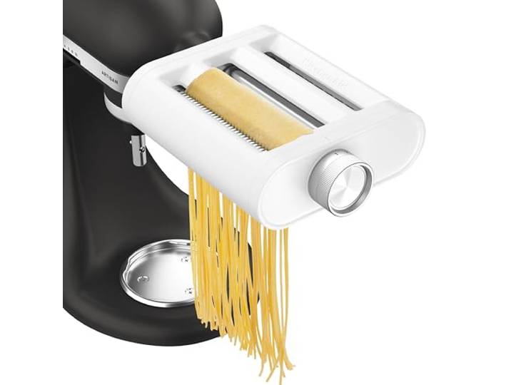KitchenAid Accessoire Pâtes 3-en-1 Plastique\, Laminoir\, Coupe-Spaghetti et Coupe-Fettuccine\, Compatible Robots KitchenAid\, Plastique