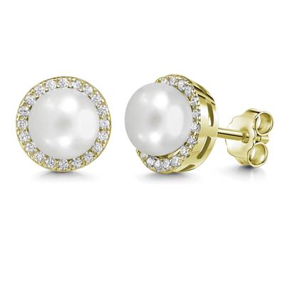 Paar Ohrstecker FIRETTI "Schmuck Geschenk Silber 925 Ohrringe Kreis rund", gold (gelbgoldfarben, kristallweißweiß, kristallweiß), Ohrringe, Damen, 9mm, Perlen Silber 925 (Sterlingsilber), Perlen, Silber 925 (Sterlingsilber), Made in Germany - mit...