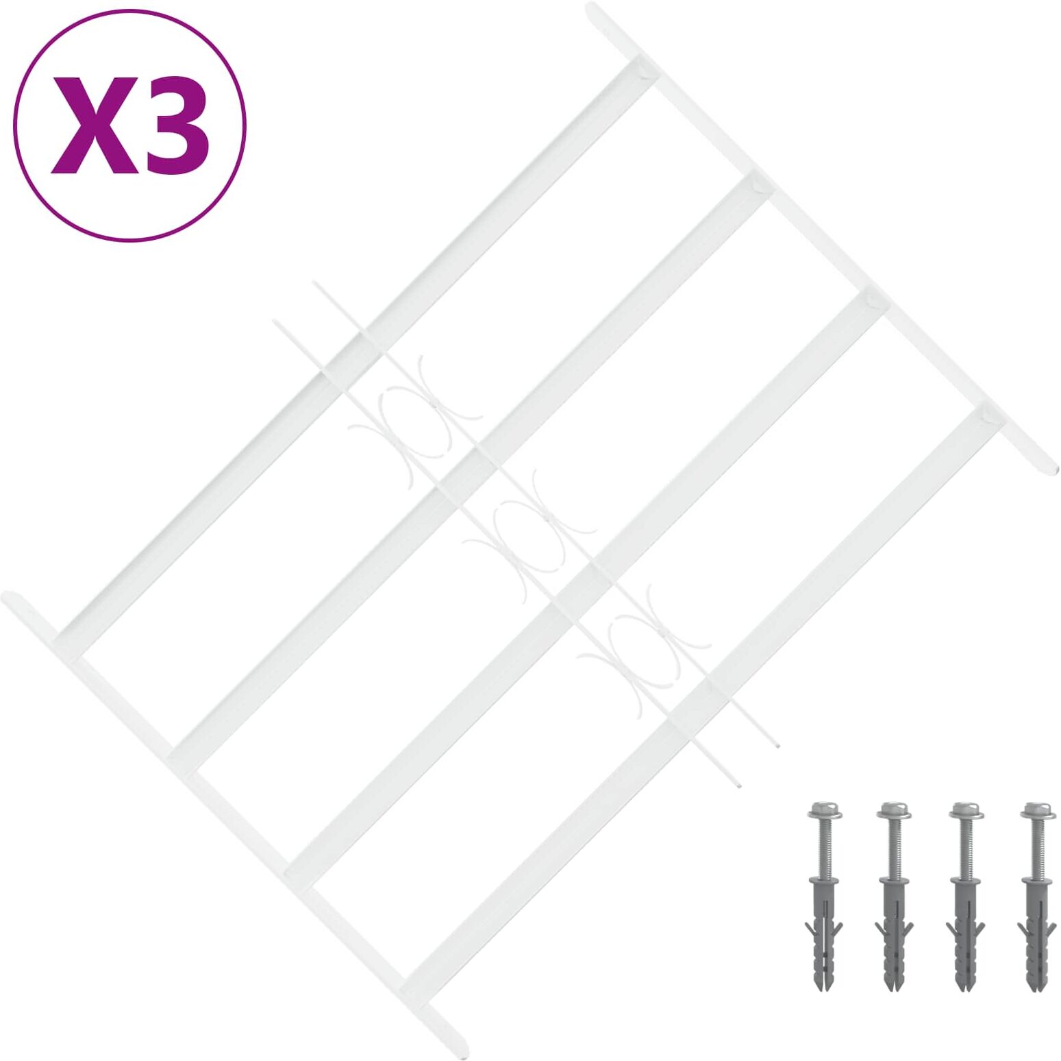 vidaXL Security Grille for Windows with 4 Crossbars 3 pc 43-74 cm