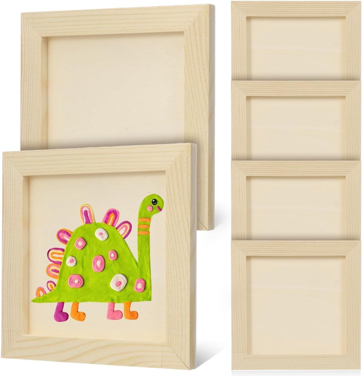 Set van 6 onbehandelde houten fotolijsten van 12 x 12 cm voor creatieve decoratie en DIY-projecten