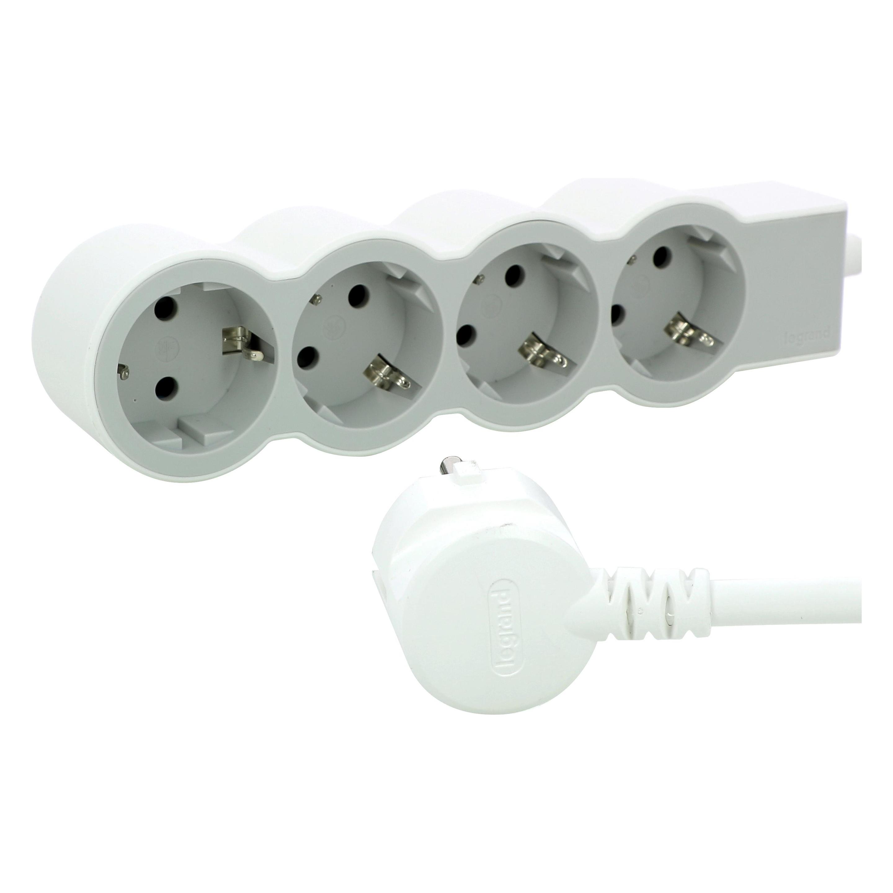 Legrand Flache Steckdosenleiste, 4-fach Steckdose (4x, CEE 7/3, 3 m) (694561)
