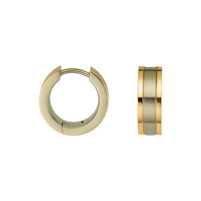 Paar Creolen FIRETTI "Schmuck Geschenk Titan Ohrschmuck Ohrringe bicolor", gold (titanfarben, gelbgoldfarben), Ohrringe, Damen, 15mm, Titan