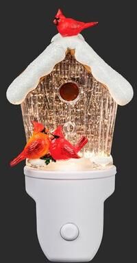 Roman Inc Cardinal Birdhouse Swirl Nightlight White , White