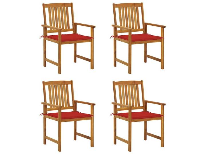 furnicato Gartenstuhl Gartenstuhl-Set aus Echtholz mit roten Kissen 61x57x92 cm, Stabile Sitzgruppe mit Ölfinish und gepolsterten Sitzkissen