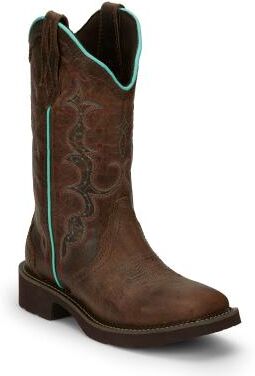 "Justin Boots Raya 12"" Square Toe - Womens 8 Tan Boot B"