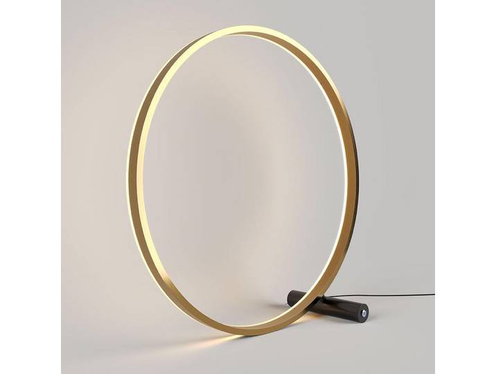 s.luce Led-Tischlampe Ring Direkt/Indirekt Schwarz/Gold Ø 60cm, Schwarz, Goldfarben, Metall, Rund, LED integrated, 60x60x3.3 cm, Lampen & Leuchten, Innenbeleuchtung, Tischlampen