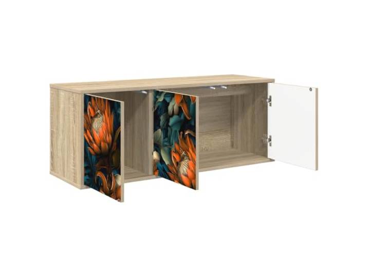 PUGYNBK LOCHEM TV-Möbel, 102 x 33 x 40 cm, Holz Mit Fächern, platzsparend, schwebendes Design, Wohnzimmerregal