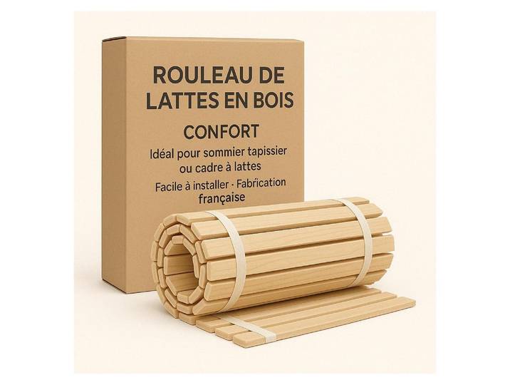 SOMMIER à LATTES 140x200 ou 140x190 SOMMIER à LATTES sur ROULEAU LATTES pour L