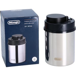DeLonghi Kaffeedose DLSC063 Vakuum, aus Edelstahl, mit Vakuumdeckel, silber, rund, 1,5 Liter
