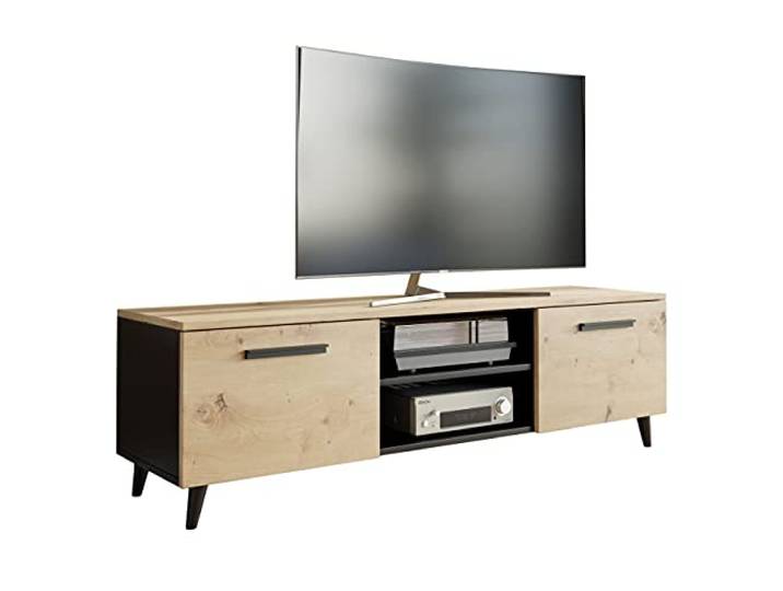 MATKAM Bergen TV Lowboard skandinavisch TV Unterteil Fernsehtisch, H47 x B150 x T40 cm (Artisan Eiche-Schwarz)