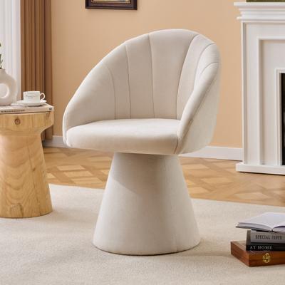 "GDFStudio - 31.5"" Chenille Soft Pack 360° Swivel High Cylindrical Base Accent Vanity Dining Armchair"