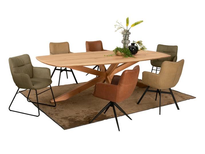 Massiver Maxi Holztisch aus Wildeiche, mit gerundeten Kanten – 3%-Vorkasse-Rabatt