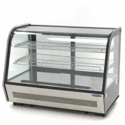 Maxima - 9400850 - Kühlvitrine 160L mit Schiebetüren hinten, Glaskurve, LED-Beleuchtung, 88x56,8x68,6 cm