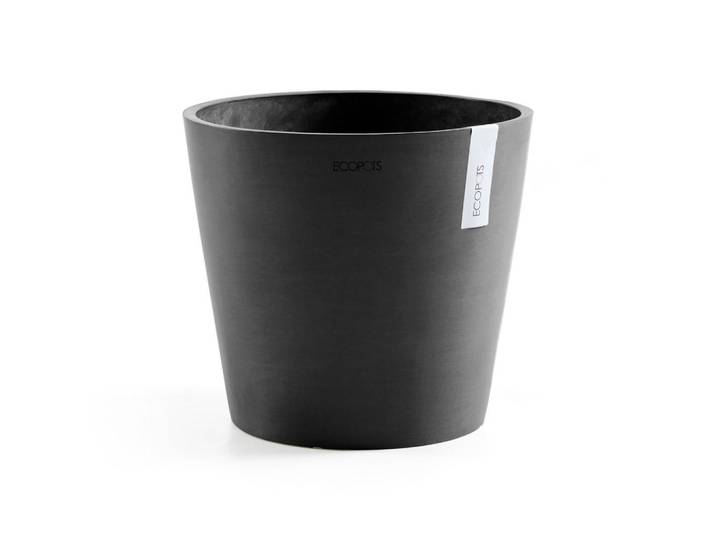 Ecopots Blumentopf mit Wasserreservoir Amsterdam 40/34,8 cm Dunkelgrau, Kunststoff, Beton Optik, Rund, 34.8 cm, Dekoration, Blumen & Blumentöpfe, Übertöpfe