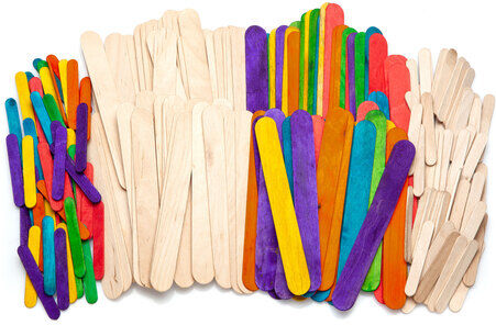 Holz-Stäbchen-Set, 2 Größen, natur und bunt, 200 Stück