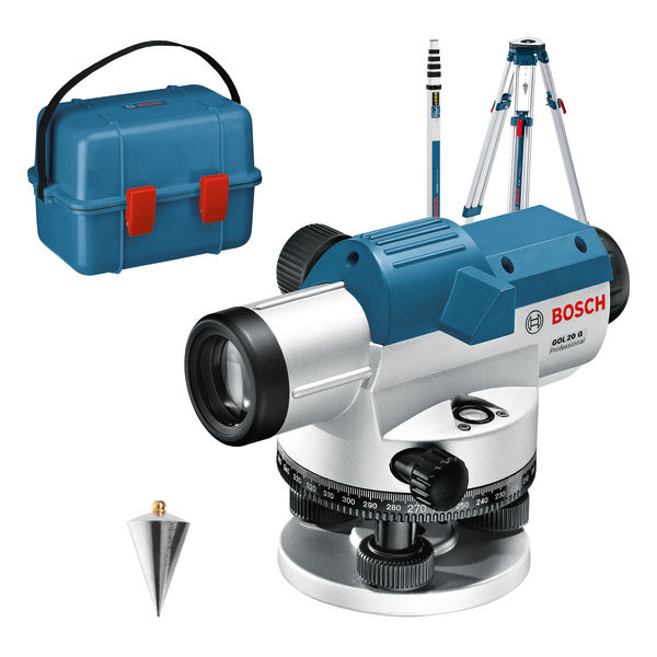 Bosch Optisches Nivelliergerät GOL 20 G, mit Baustativ BT160, Messstab GR 500 0601068403