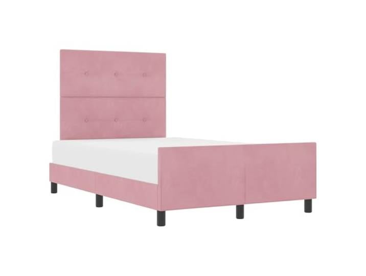 PUGYNBK Boxspringbett, Rosa, 120 x 190 cm, Samt Verstellbares Kopfteil, Kiefernholz, robuster Rahmen, einfache Montage