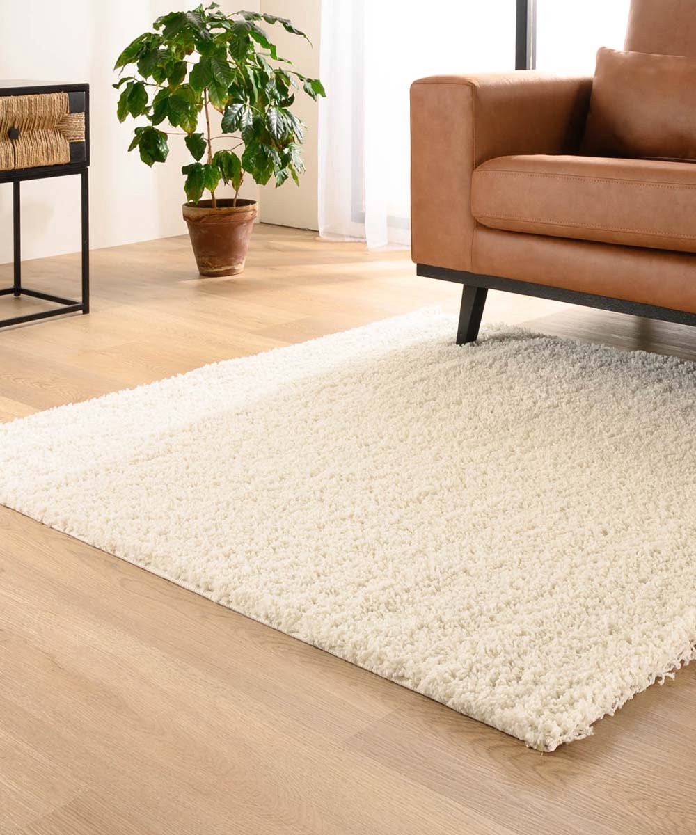 Tapeso Shaggy Trend Vierkant Hoogpolig Vloerkleed - Ivoor - 300 x 300 cm