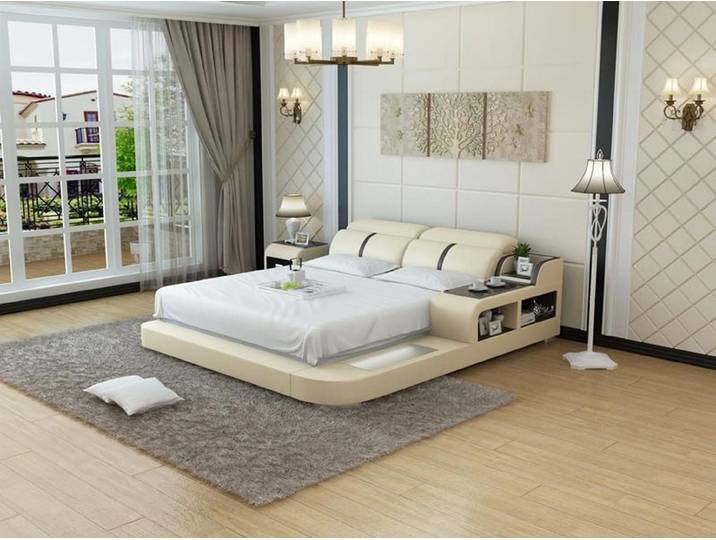 Xlmoebel, Wasserbett Luxus Doppelbett mit Lederbezug und integriertem Wasserkern, (Wasserbett LB8821), Hergestellt in Europa
