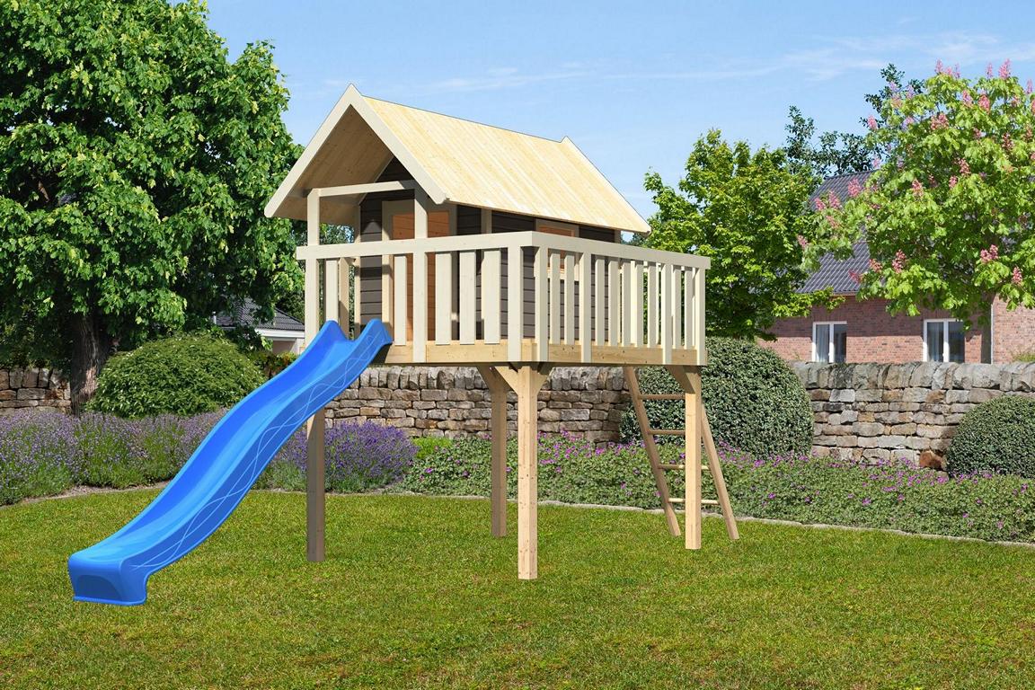 KARIBUHOLZT Akubi Fidel mit Rutsche blau terra 16905228