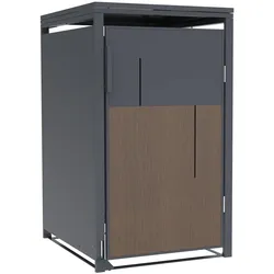 Mülltonnenbox Anthrazit mit Holzoptik für 1 Mülltonne 240L 68x80x116cm Pedal