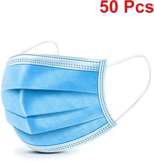 Inspire Picks Safe Guard 3 Layer Disposable Face Masks Breathable Anti Dust Protection With Earloops 50 Pcs Blue